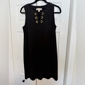 MICHAEL Michael Kors Black Mini Dress with Gold Accents